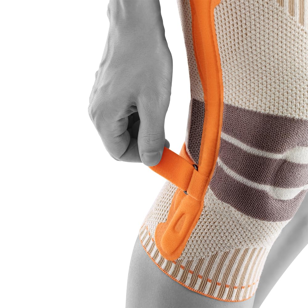 BAUERFEIND Kniebandage zum Wandern „Outdoor Knee Support“, 1 Unisex Wanderbandage zur Wanderausrüstung, Rechts & Links tragbar, Individuell einstellbarer Strap, Merino Wolle