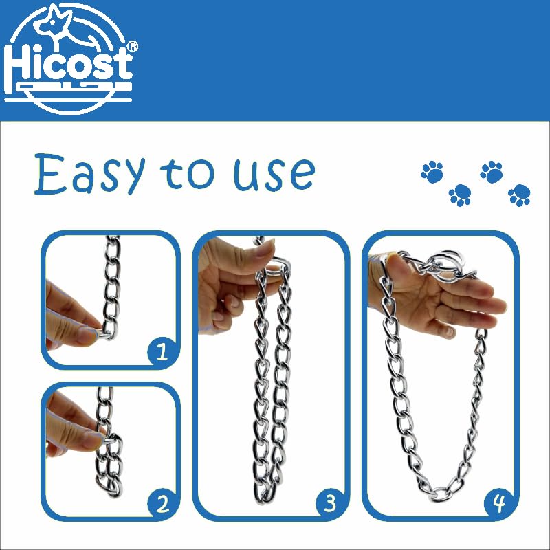 Hicost Schweres Hundehalsband, Metall, verstellbar, wetterfest, Stahllegierung, Halskette für kleine, mittelgroße und große Hunde (XL, Schwarz)