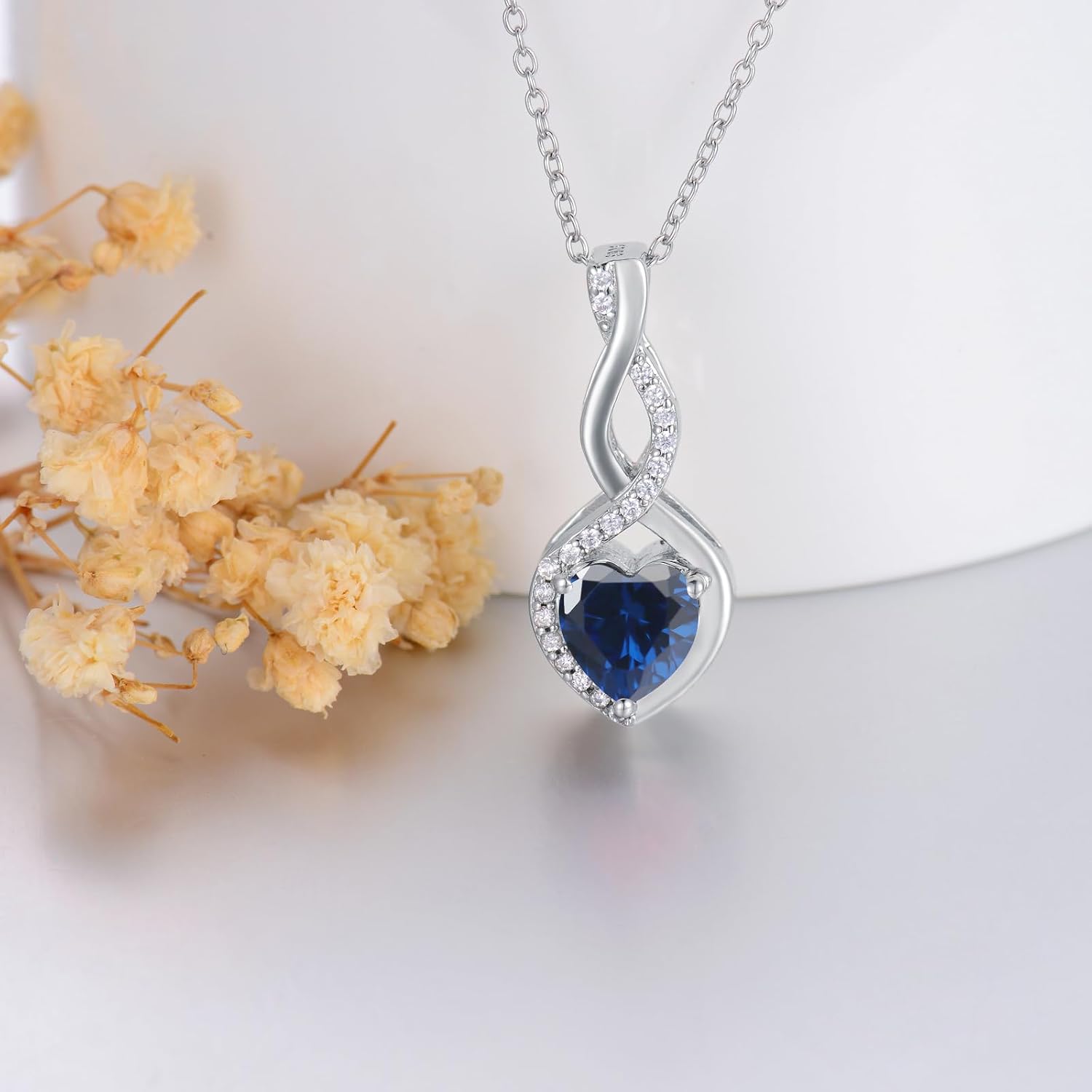 LONAGO Infinity Urn Necklace for Ashes, Sterling Silver/Gold Plated Birthstone Infinity Cremation Jewelry Gift Keepsakes Locket Necklace for Women Men Pet Human Ashes