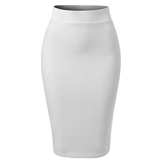 MixMatchy Saia lápis feminina para escritório, cintura alta, comprimento até o joelho, colado ao corpo, para negócios, casual