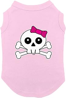 Skull with Pink Bow Dog Shirt (Pink, X-Small)