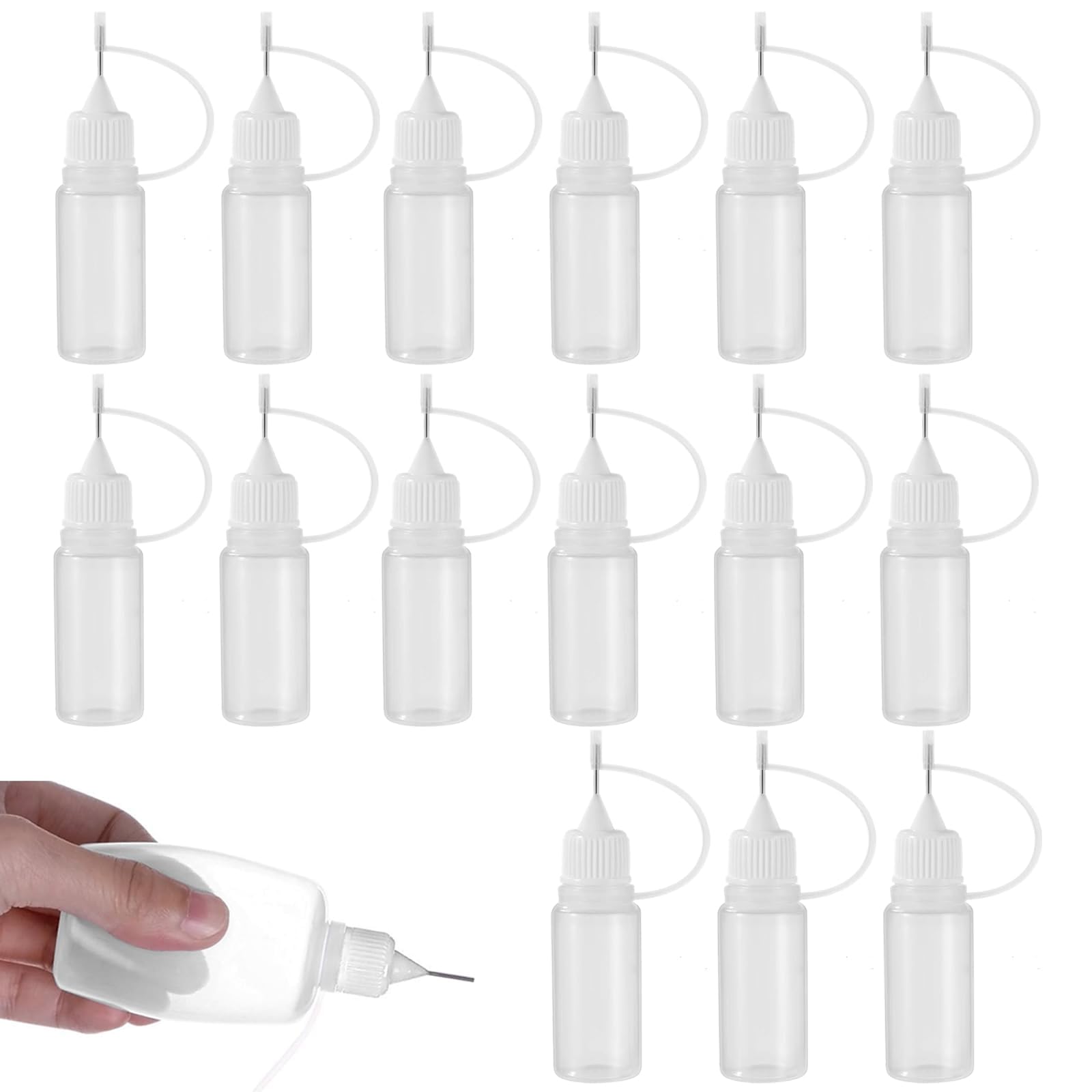 15 PCS Precision Tip Applicator Bottles, Needle Tip Glue Bottle, 15ml Needle Bottle Applicator, for DIY Quilling Craft, Acrylic Painting(White)-image-25