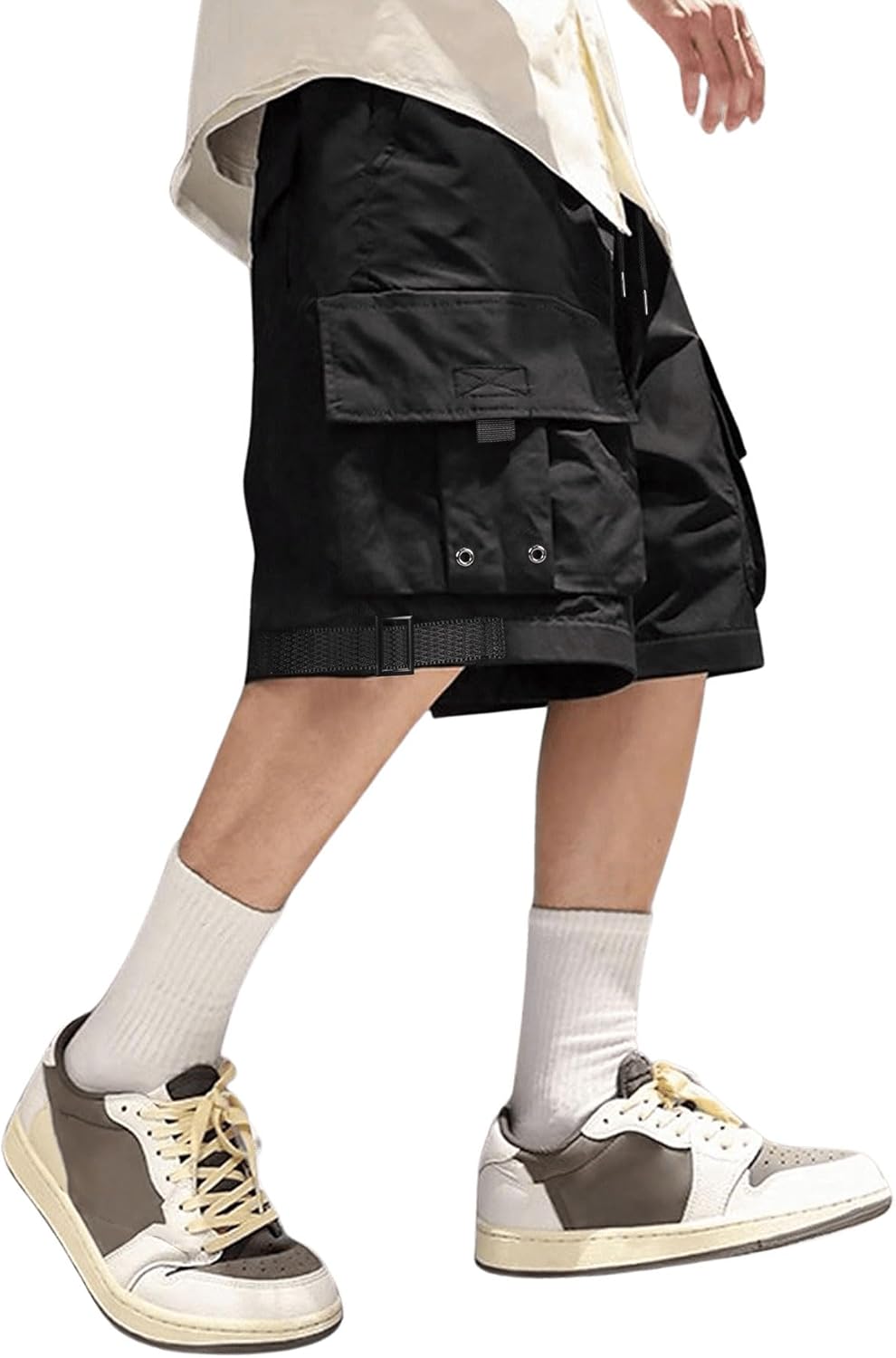 Verdusa Men's Loose Straight Leg Cargo Shorts Buckle Drawstring Waist Baggy Shorts - Image 3