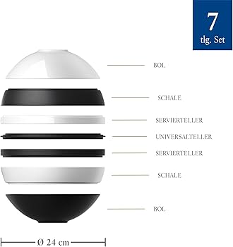 ビレロイ&ボッホ　LA BOULE ブラック＆ホワイト 7ピースセット Iconic La Boule black, black - Villeroy & Boch