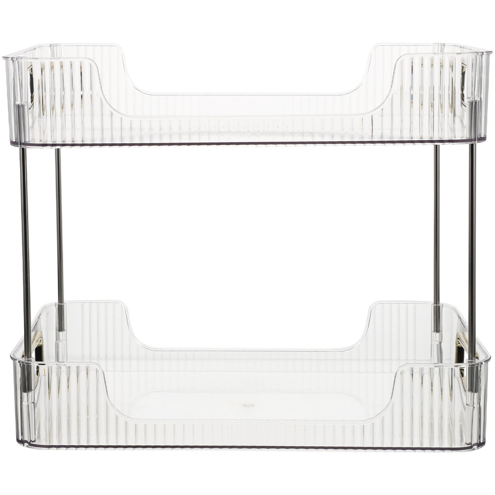 Kichvoe Organizzatore da Bagno da Tavolo a 2 Livelli in Pet e Acciaio Inox, Scaffale Trasparente per Cosmetici, per Lavabo e Toletta