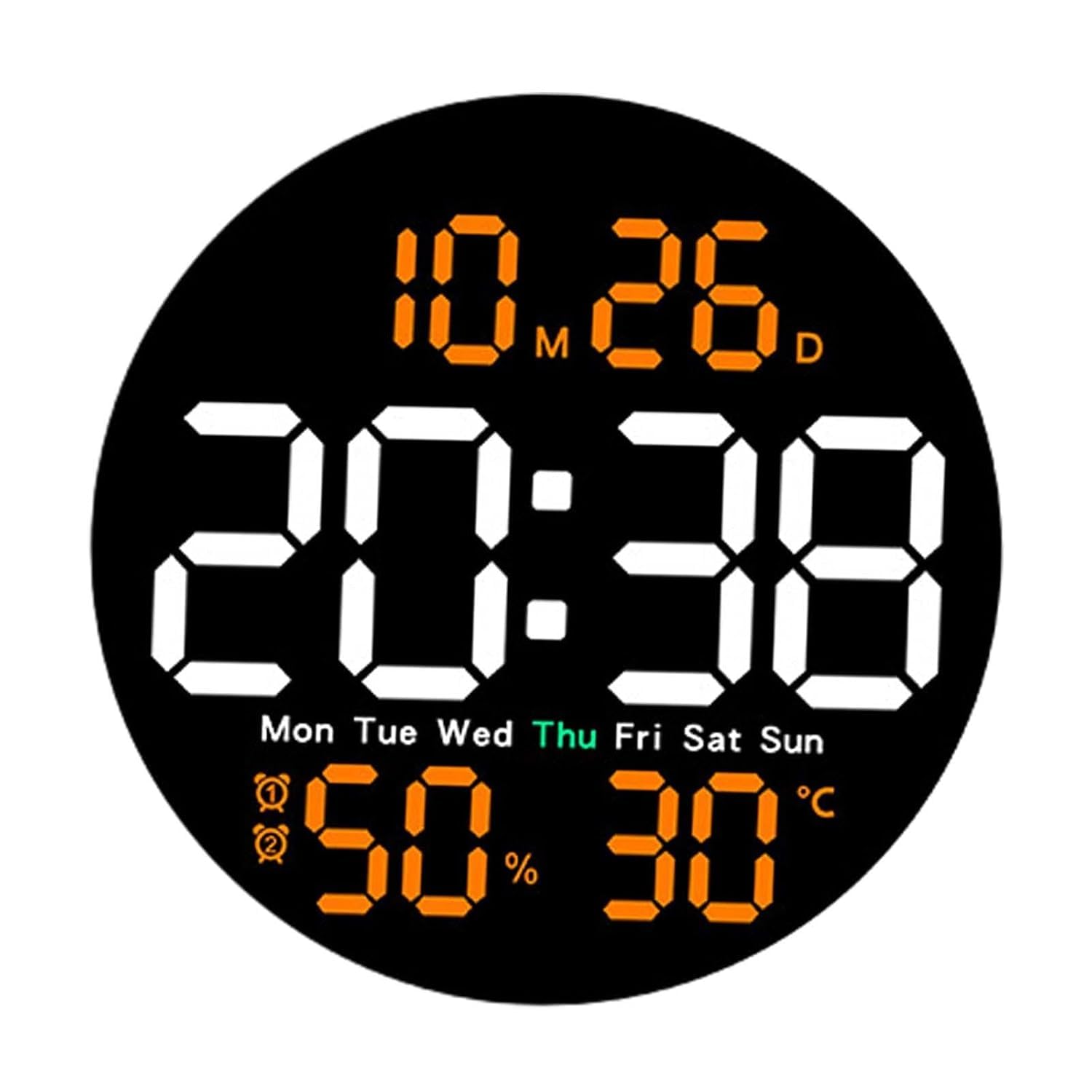 Ziya creation Digital Wall Clock Mute Kids Adults Electronic Clock for LED Digital Clock with Remote Control for Living Room Decor, Automatic Brightness Clock with Date Week Temperature (Black Color)