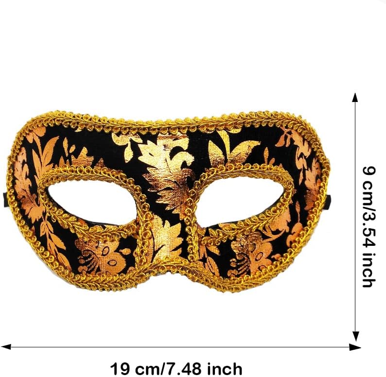Miniatura 2 de Hiawbon Juego de 14 máscaras venecianas unisex retro máscara de mascarada para Halloween, carnaval, suministros de fiesta, talla única