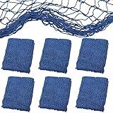 6 Pack Natural Fish Net Decorative Cotton Fishnet Decor for Pirate Party, Mermaid Party, Nautical Party, Hawaii Luau Party, Ocean Themed Wall Hanging Fishnet Beach Bash Decoration Supplies (Blue)