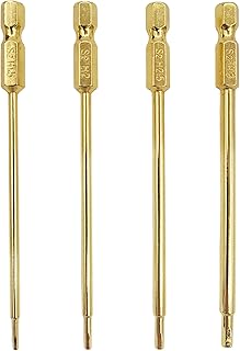 RC Hex Bit Set 1.5 2.0 2.5 3.0mm Hex Head Allen Wrench S2 Steel Titanium Hexagon Screwdriver Tool Kit 1/4" Hex Shank 3.9" Long for Bit Electric Screwgun/Power Drill RC Repair Working