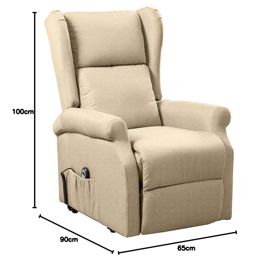 BAKAJI Poltrona Alzapersona Elettrica Motorizzata Reclinabile in Similpelle Ecopelle con Tasca Porta Telecomando per Anziani e Persone Disabili (Beige)