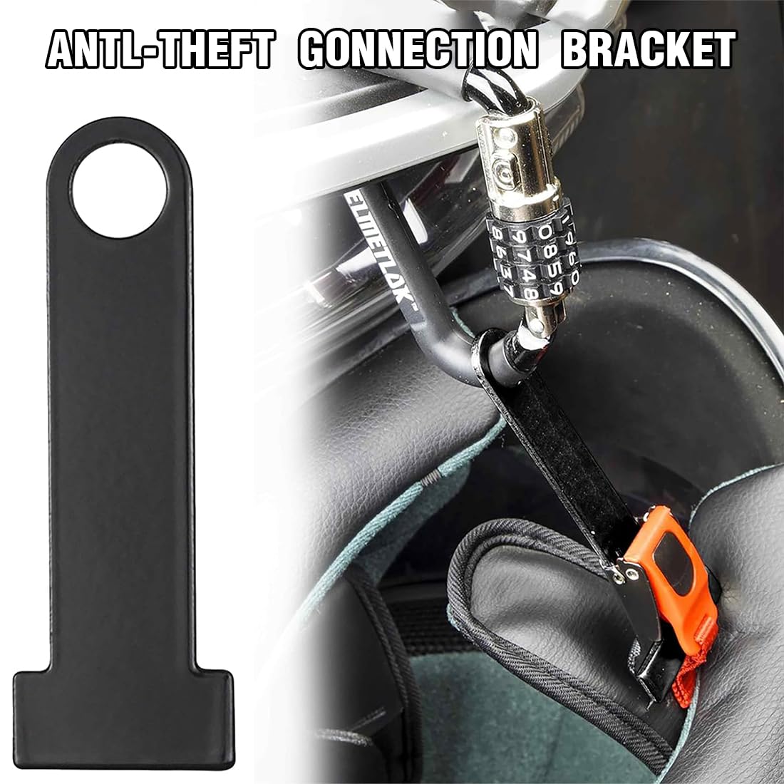 Extensión de bloqueo de casco | Correa de casco d-ring cerradura de acero inoxidable moto scooter universal motorcycle helmet lock extension