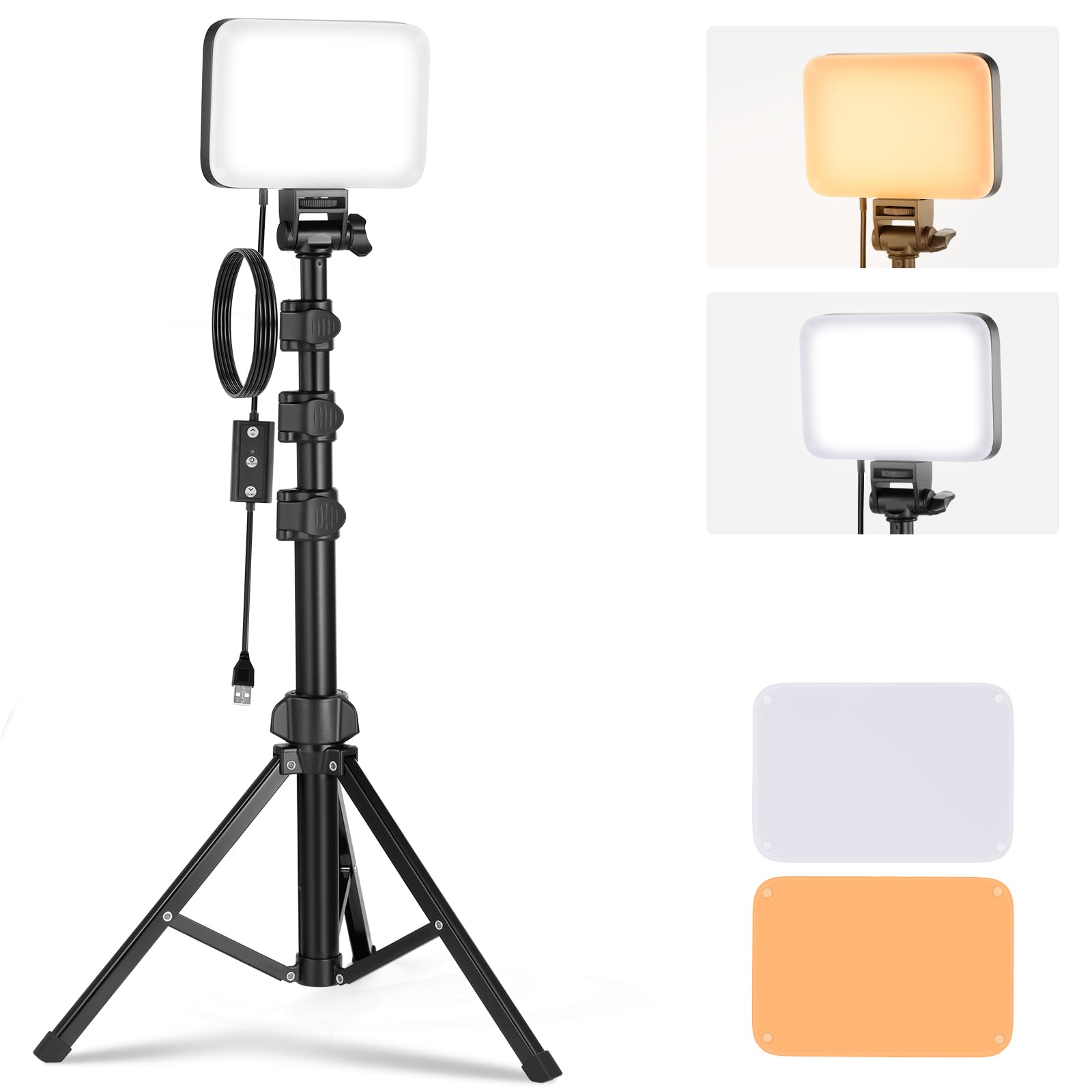NEEWER BASICS LED Video Light Panel Lighting Kit, Bi Color Dimmable Portable Studio Lights with Tripod Stand & Filters, 3200K~5600K CRI 95 750lux for Photography Video Recording Live Streaming, BP66