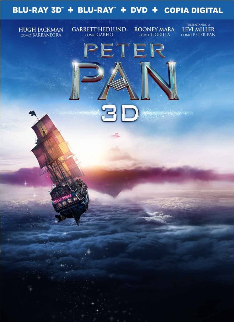 Peter Pan - Blu-ray 3D Bluray DVD Copia Digital - English Spanish French and Portuguese Audio Subtitles -