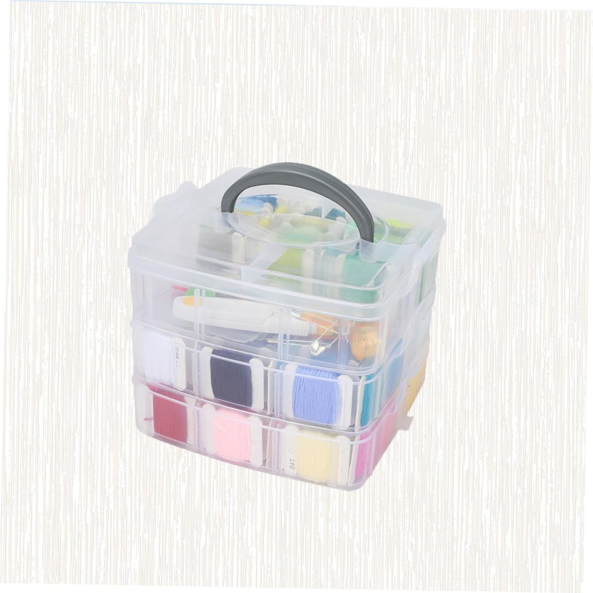 Lurrose Kit da Ricamo 150 Pezzi con Fili Avvolti e Accessori | Scatola per Conservazione Inclusa, Componenti in Metallo e Plastica, per Casa e Cucito, per Donna e Ragazza