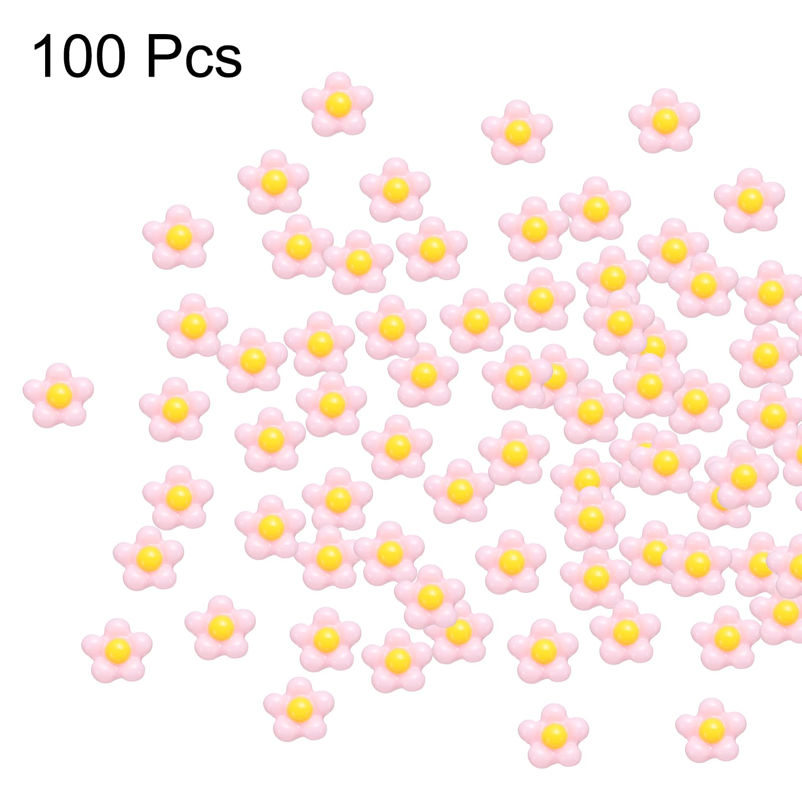 CoCud Mini Resin Flower, 0.31" Diameter, Miniature Tiny Flower Charm Dollhouse Pink - Image 3