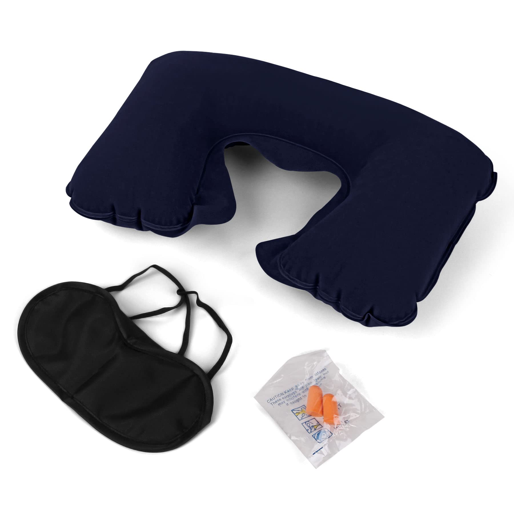 Lillyvale Navy Inflatable Travel Neck Pillow - Soft Flight Rest/Support Cushion Head & Neck (Navy)