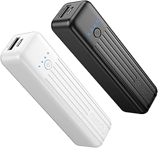 Miady 2-Pack Portable Charger 5000mAh, 3.45oz Lightweight Power Bank, 5V/2.4A Output & 5V/2A Input Battery Pack Charger, Mini Portable Phone Charger for iPhone, Samsung Galaxy and etc