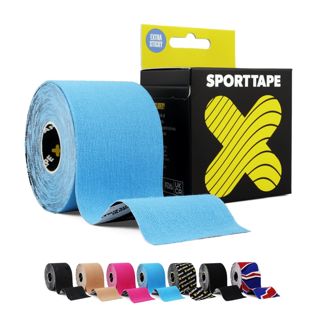 SPORTTAPE Flex Kinesio Tape (5cm x 5cm, Blue)