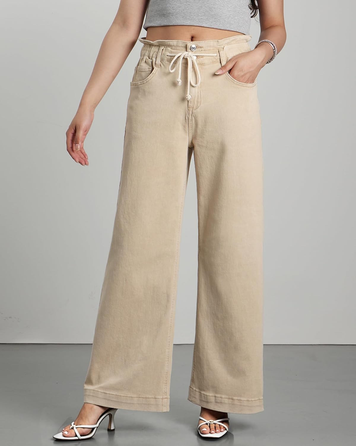 GRAPENT Wide Leg Jeans for Women Stretch High Wasited Elastic Waist Bell Bottom Baggy Y2K Pants - Image 5