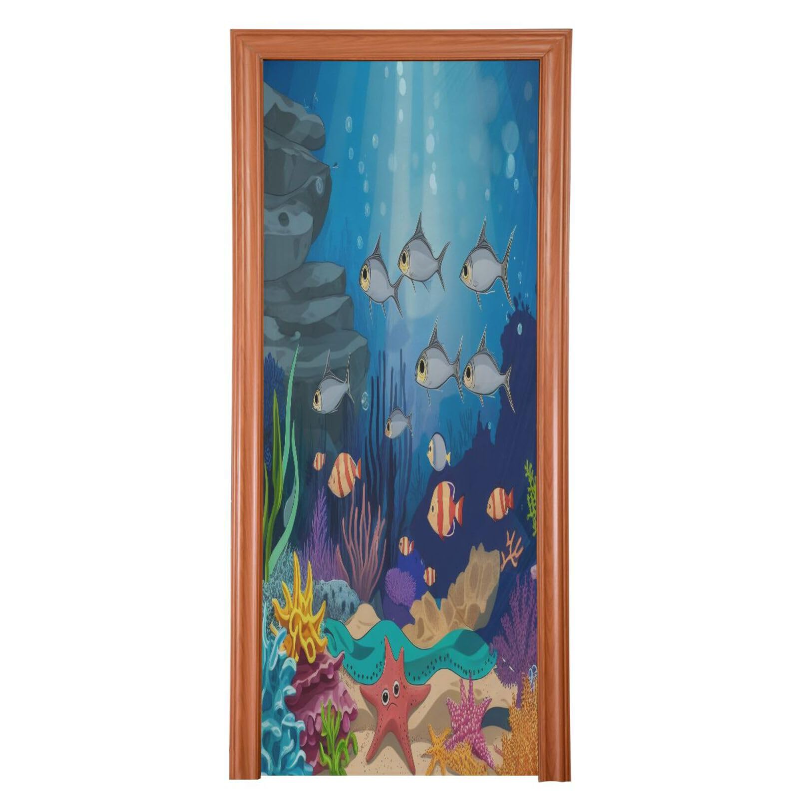FLildon Cartoon Ocean Fish Door Cover Decoration, Party Accessory Porch Decor for Festive Ornament Room Door Covers 35 x 79 Inch