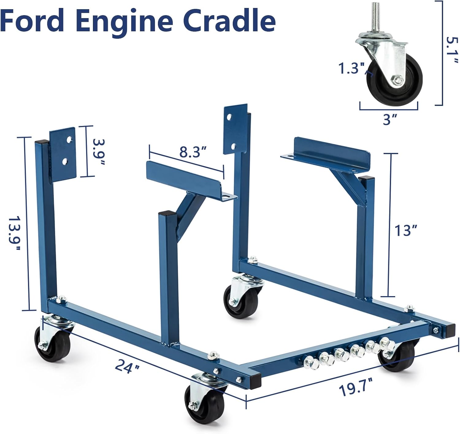 Engine Cradle Stand Compatible with Ford, Engine Cradle Stand with Wheels Steel Rolling Engine Stand Mover Repair Rebuild Heavy Duty Steel Powder Coated 1000 Pounds Capacity