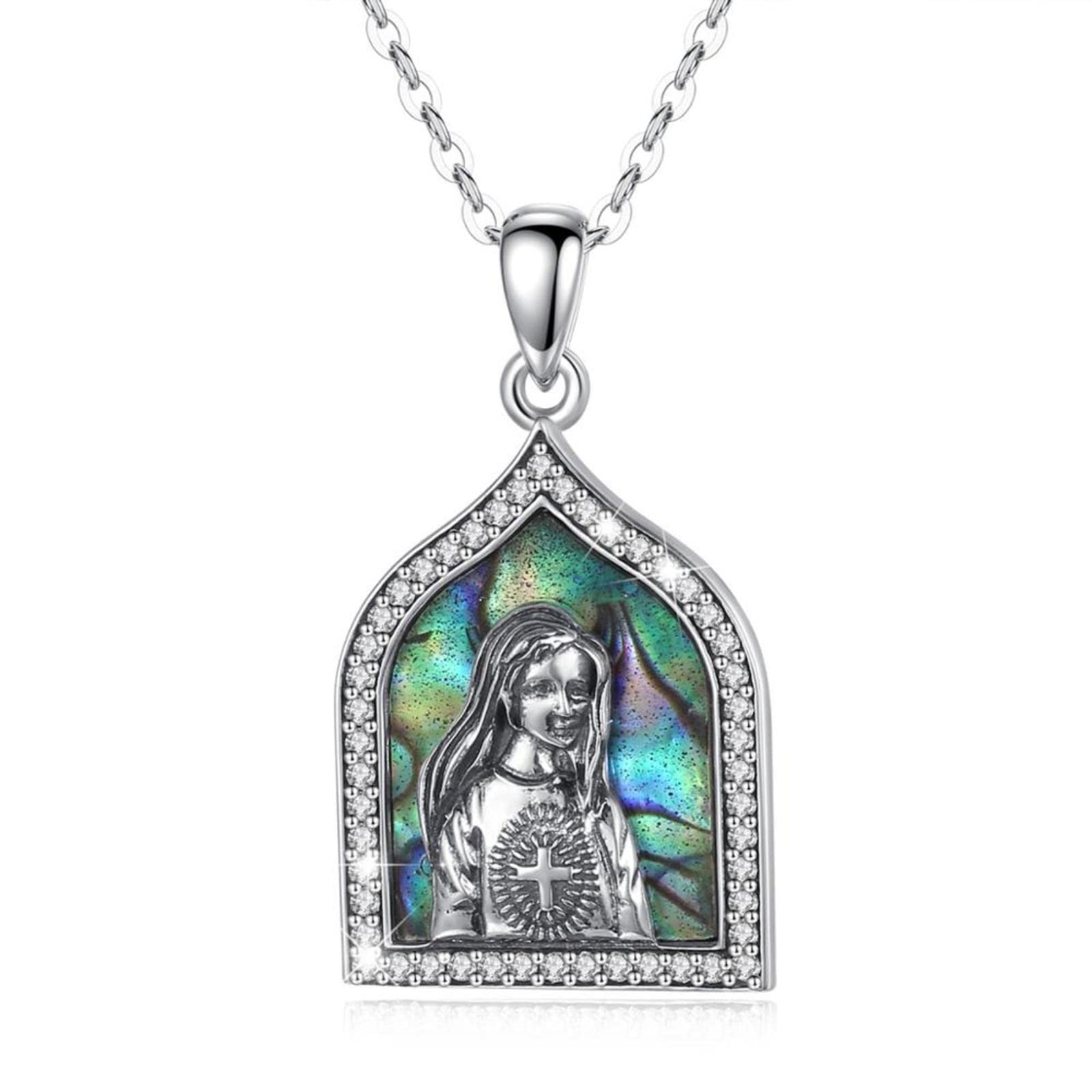 Collana con Ciondoli A Croce in Argento Sterling 925 Madreperla Blu Ciondolo Colorato Gioielli Moda per Donna