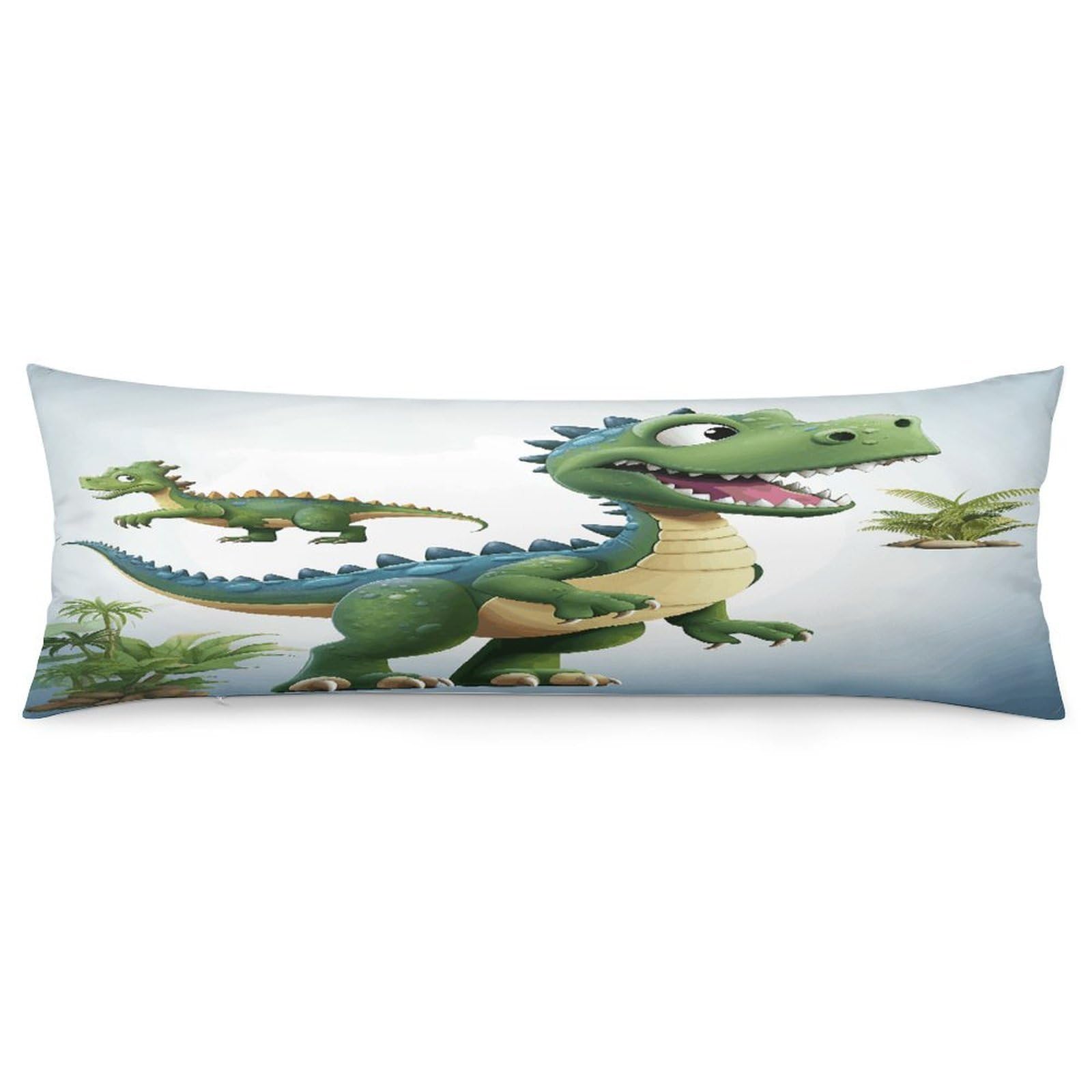 Cartoon Dinosaur Images Pillowcase Long Body Pillow Cover Soft Decorative Body Pillow Case Breathable Large Pillowcase Cute Cozy Pillow Protector for Bed Sofa Couch Room 18.9 X 53 Inch