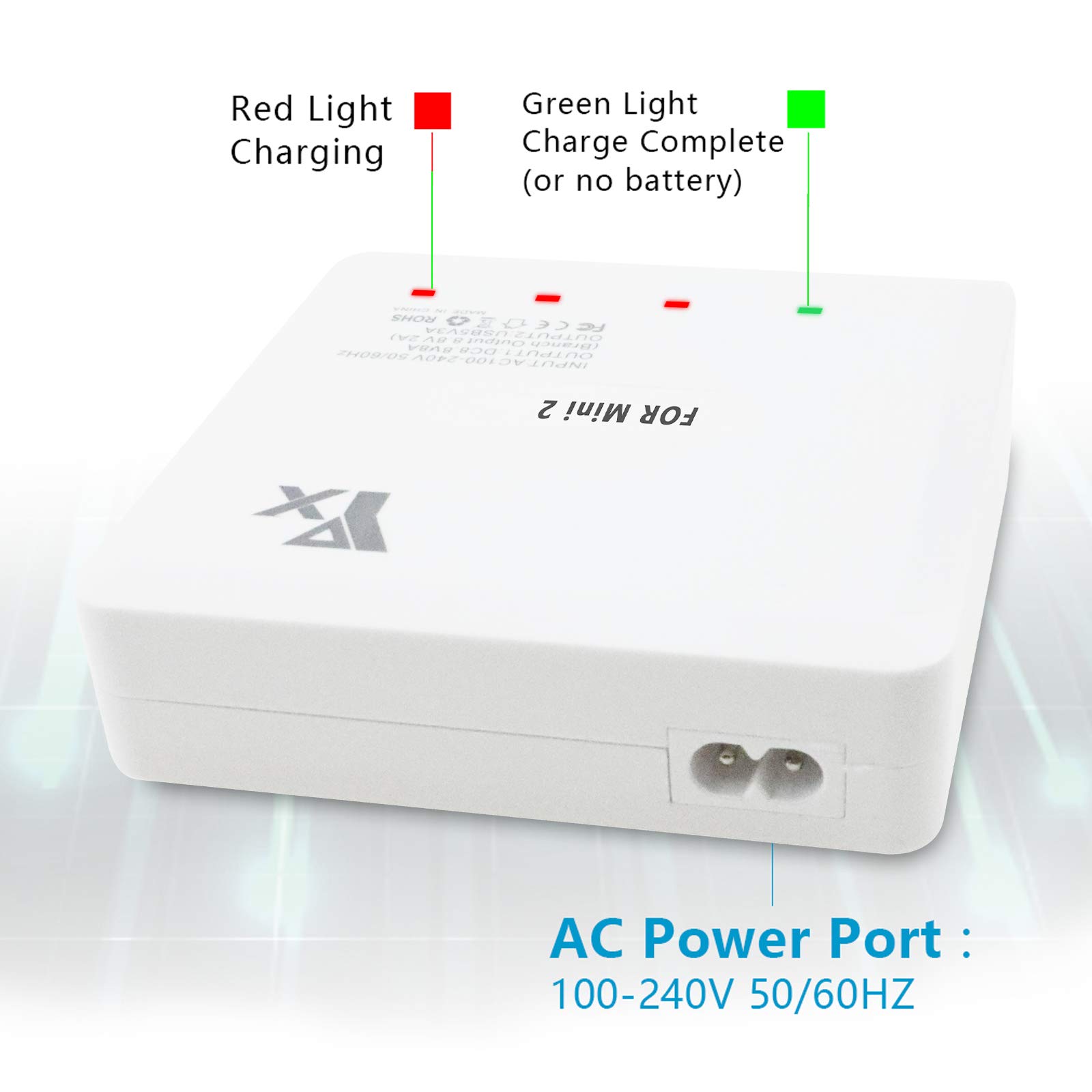 Caricabatterie per DJI Mini 2, Mini SE/2 SE Drone, 6 in 1 Rapid Multi Charging Hub, Carica simultanea 4 batterie