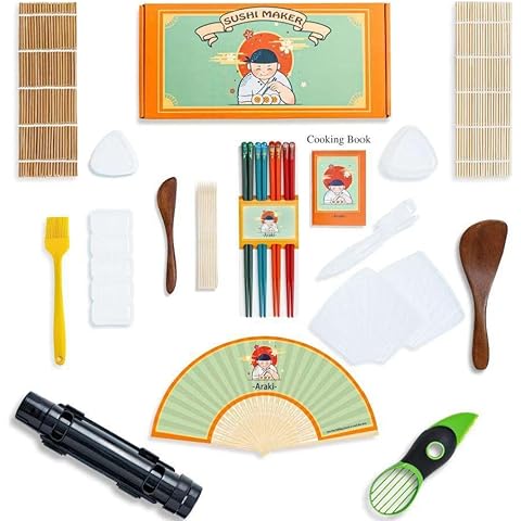 Araki Sushi-Set-18-in-1 Sushi-Maker-Set mit Bambus-Sushi-Roller-Matte-Paket Cover