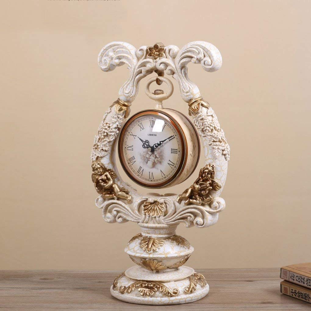Reloj de sobremesa analógico estilo europeo decorativo mudo de dos caras con péndulo