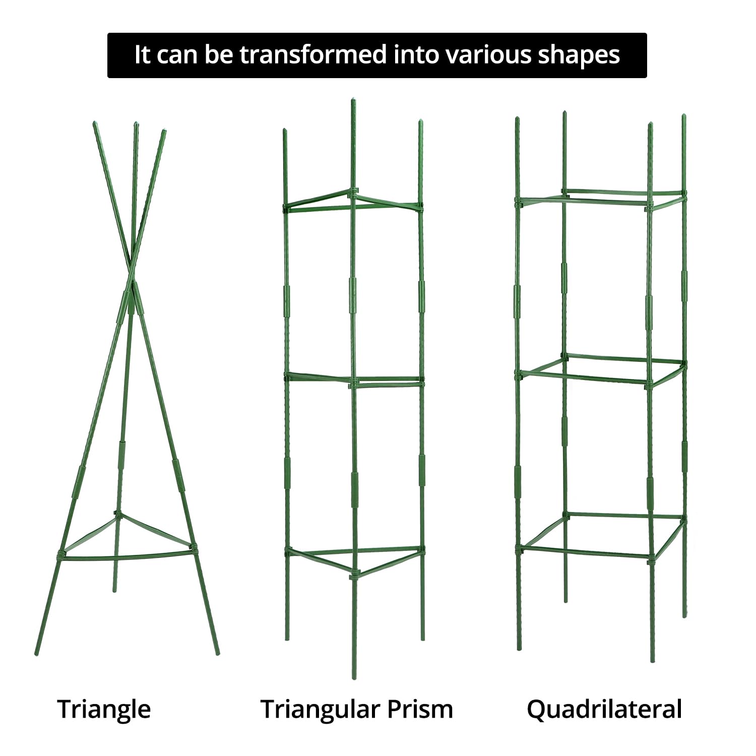QWORK® 6 Pack Plant Cage Support, 120cm/47'' Climbing Plant Support, Trellis for Climbing Plants Plant Cages, for Tomato Flowers - Image 2