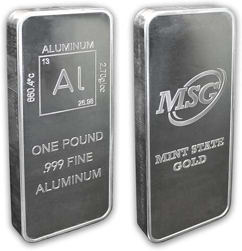 Miniatura 3 de Pisapapeles de lingotes de aluminio de 1 libra con diseño de elementos con certificado de autenticidad (1 libra) por Mint State Gold