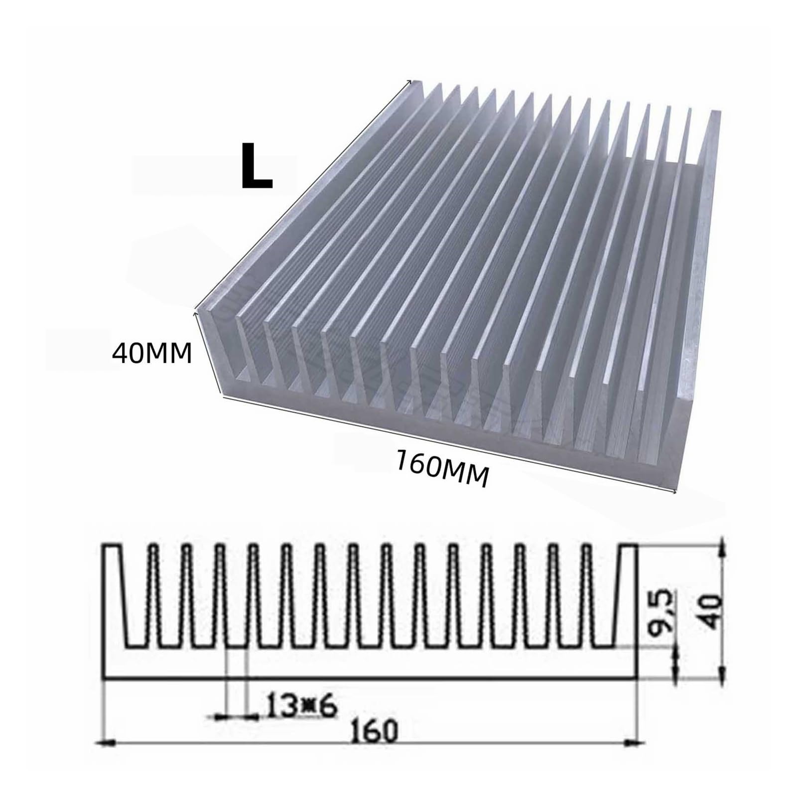 Dissipatore di calore in alluminio estruso per dissipatore di calore con chip elettronico a LED, 115 x 50 mm, 125 x 20,5, 140 x 20 mm, per chip elettronico a LED, raffreddamento e dissipazione del