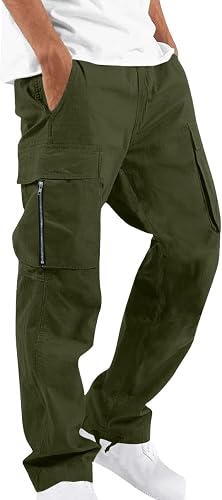 Mens Cargo Pants Outdoor Fishing Hiking Pants Ripstop Baggy Casual Drawstring Wo