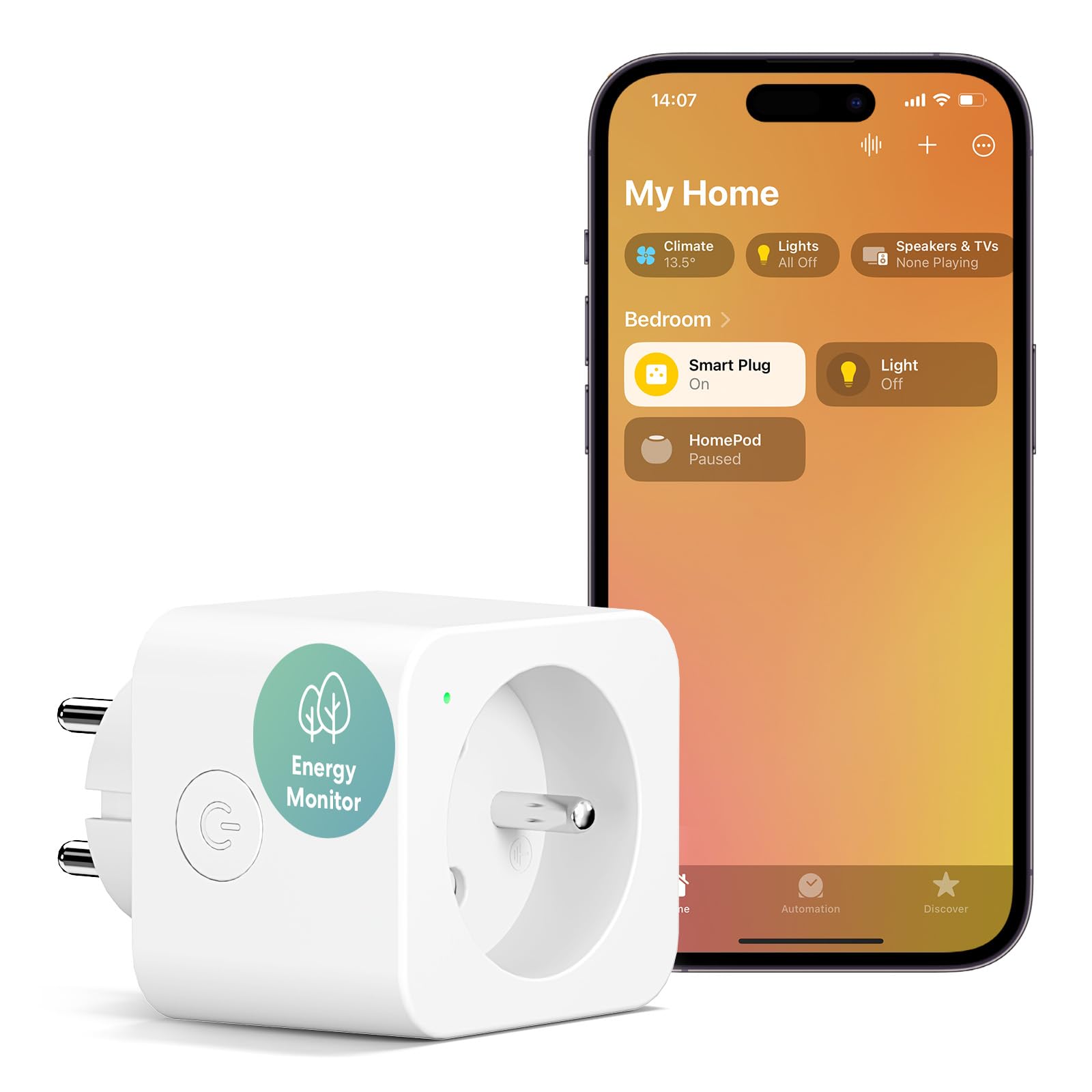 meross Meross Prise Connectée (Type E), 16A Prise WiFi Compatible avec Apple HomeKit, Alexa et Google Home, Prise Intelligente avec Mesure de Consommation Électrique, Commande Vocale et Contrôle à Distance