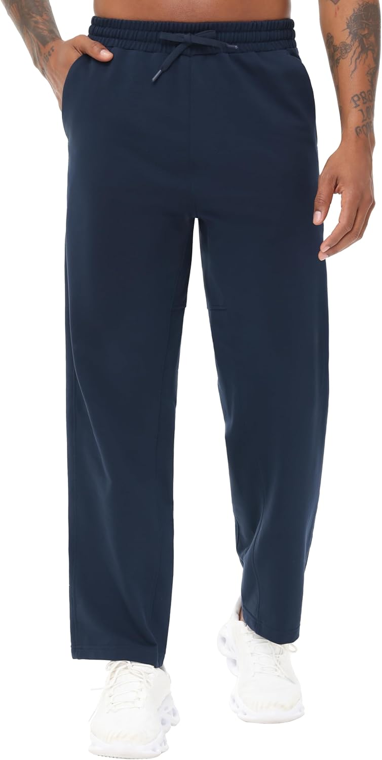 THE GYM PEOPLE Men's Baggy Sweatpants Lightweight Lounge Open Bottom Athletic Workout Pants with Pockets