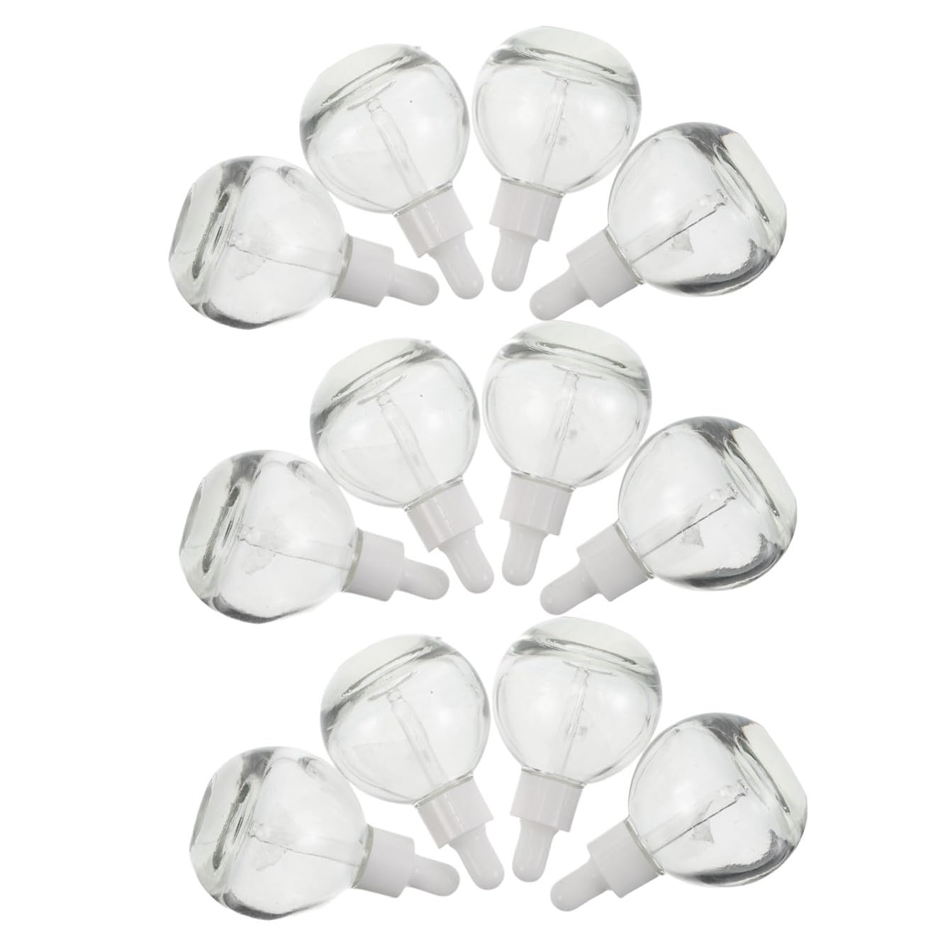 WOONEKY 12 Stück Wiederbefüllbare Tropfflaschen aus Glas 30ml Kugelförmige Flaschen mit Ergonomischem Design für Ätherische Öle und Gesichtsserum für Reisen und Kleine Unternehmen