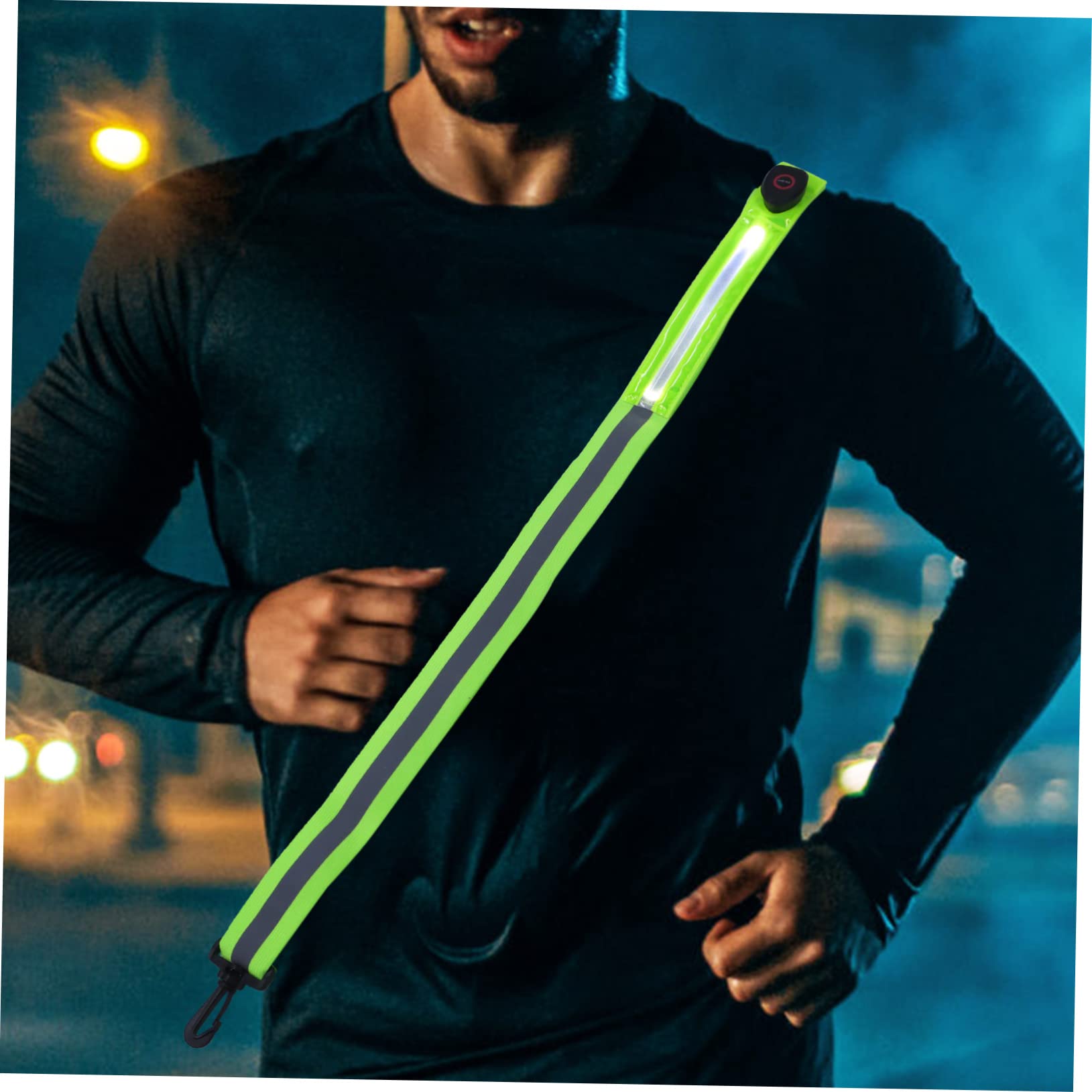 ibasenice Ceinture de Course Réfléchissante LED Bandes Lumineuses Rechargeables pour Activités Nocturnes Équipement de Sécurité Hautement Visible pour Jogging et Randonnée