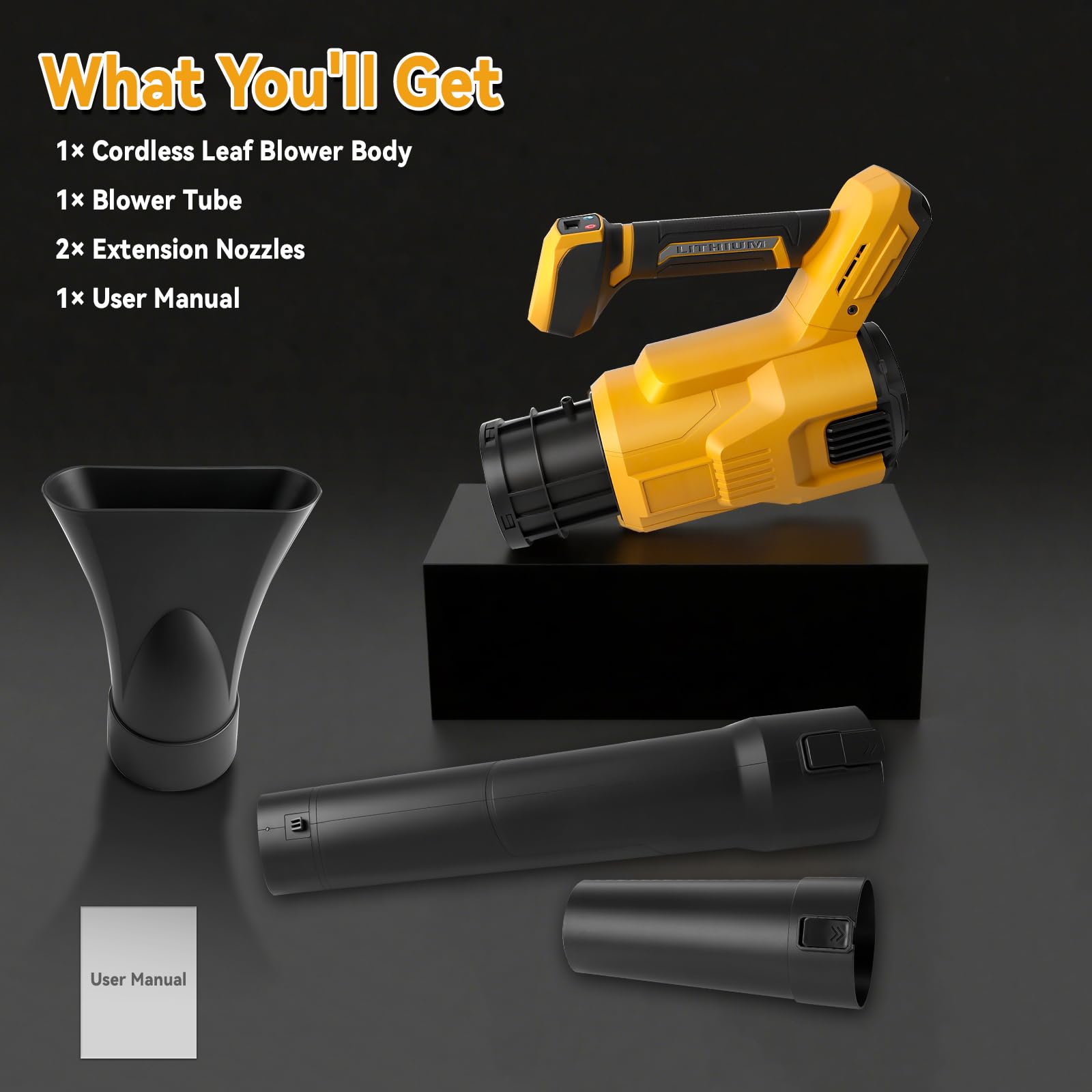 Soffiatore per foglie senza fili per batteria Dewalt 18 V 20 V, motore brushless 18500 giri/min, 58,1 m/s, 13,6 m³/min, soffiatore elettrico portatile con 3 velocità per giardino, foglie