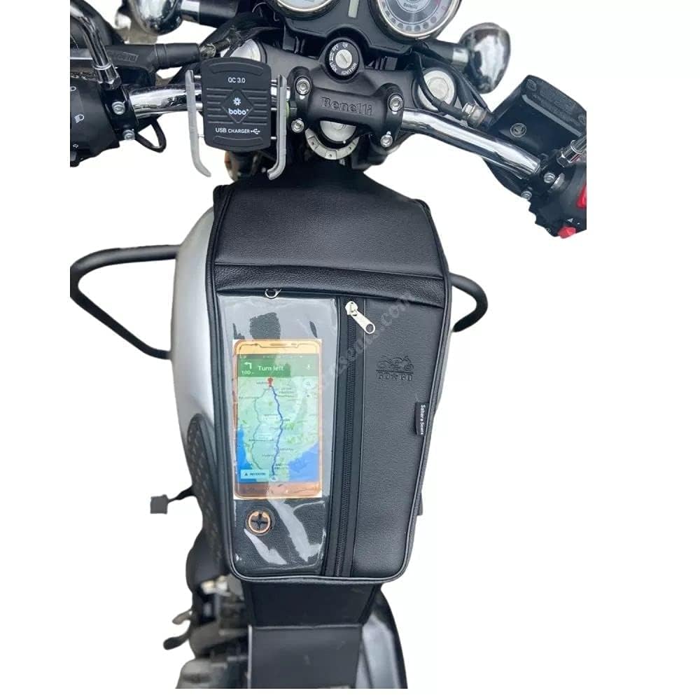 Imperiale 400 Tank Cover with Mobile Holder Black 100% Waterproof Multiple Utility Bike Tank Bag-image-33
