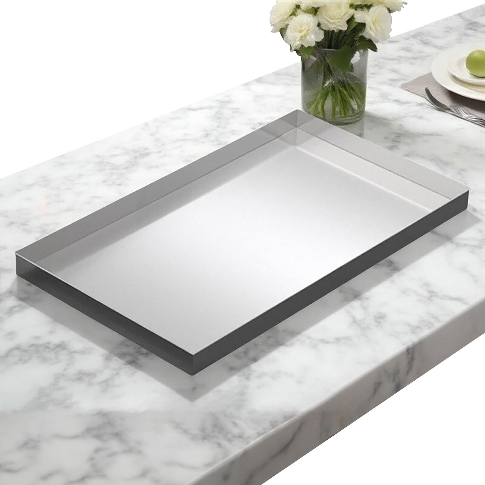 Bandeja de Goteo de Aceite/Drenaje de condensado para Unidades de Aire Acondicionado y Calentadores de Agua eléctricos Acero Inoxidable 304 Rectangular Borde de 5 cm de Altura