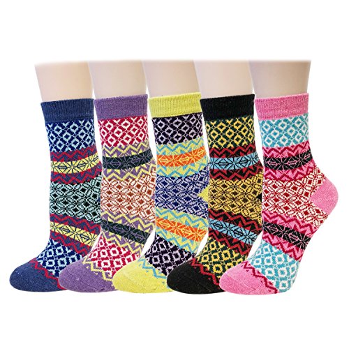 Image of Bowbear Women's 5-Pair Vintage Pattern Wool Socks
