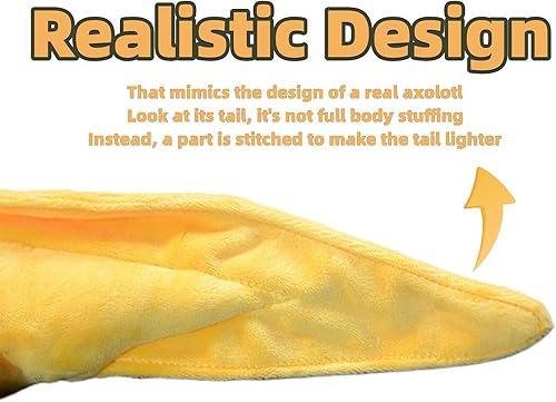 Miniatura 3 de FRANKIEZHOU Peluche de ajolote gigante de color amarillo, 31.5 pulgadas, animal de peluche suave