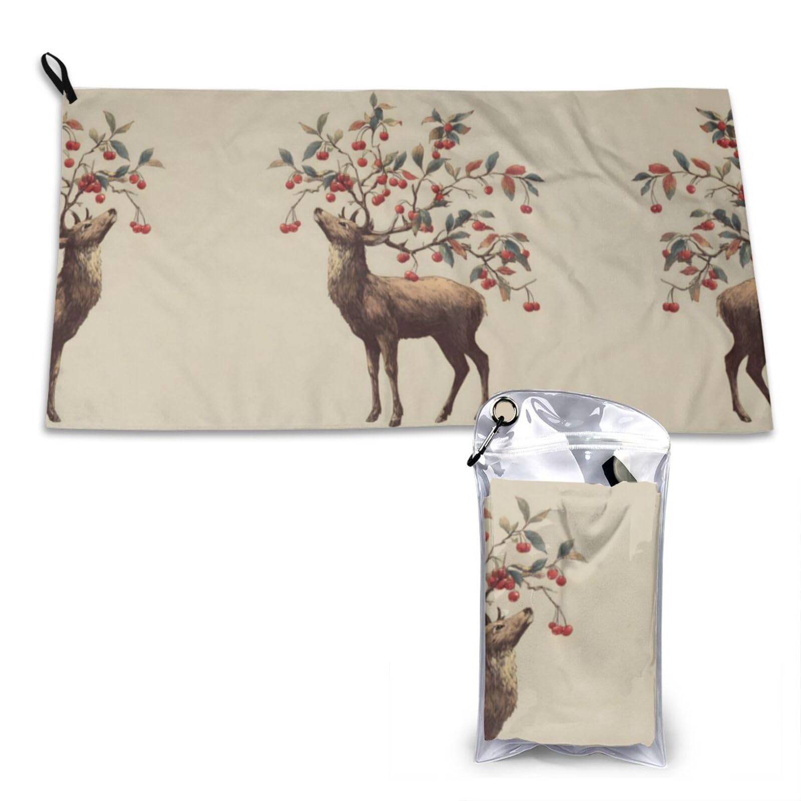 Wxwjshmgc White Cherry Deer Print Cooling Towel, Gym Towel,Cooling Towels For Neck, Soft Breathable Travel Cool Towel,Sports Towels For Gym,Camping