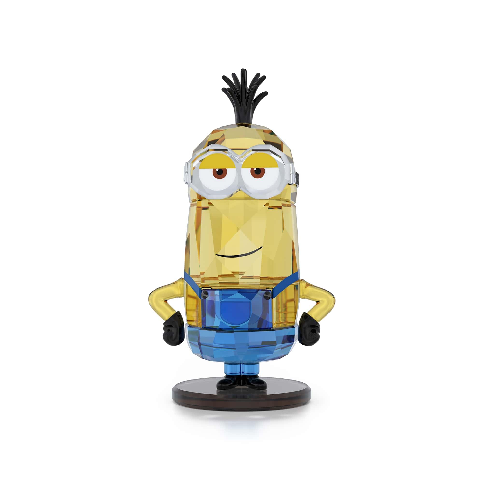 Swarovski Yellow Minions Kevin Figurine, Multicoloured Faceted Crystal With Chrome-Finished Accents And Black Artificial Leather, Part Of The Minions Collection