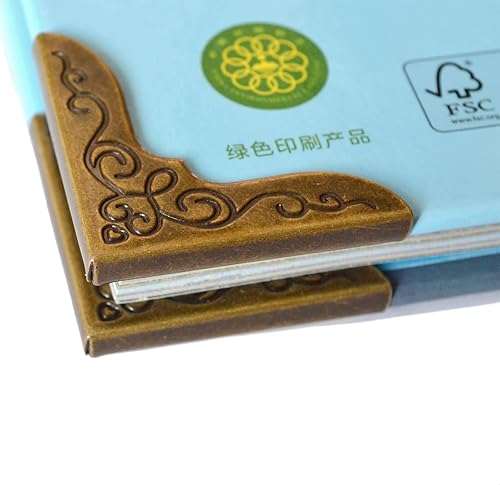 20 protectores de esquina de bronce vintage, cubiertas de metal decorativas, protectores de seguridad antiguos, soporte retro de ángulo recto para