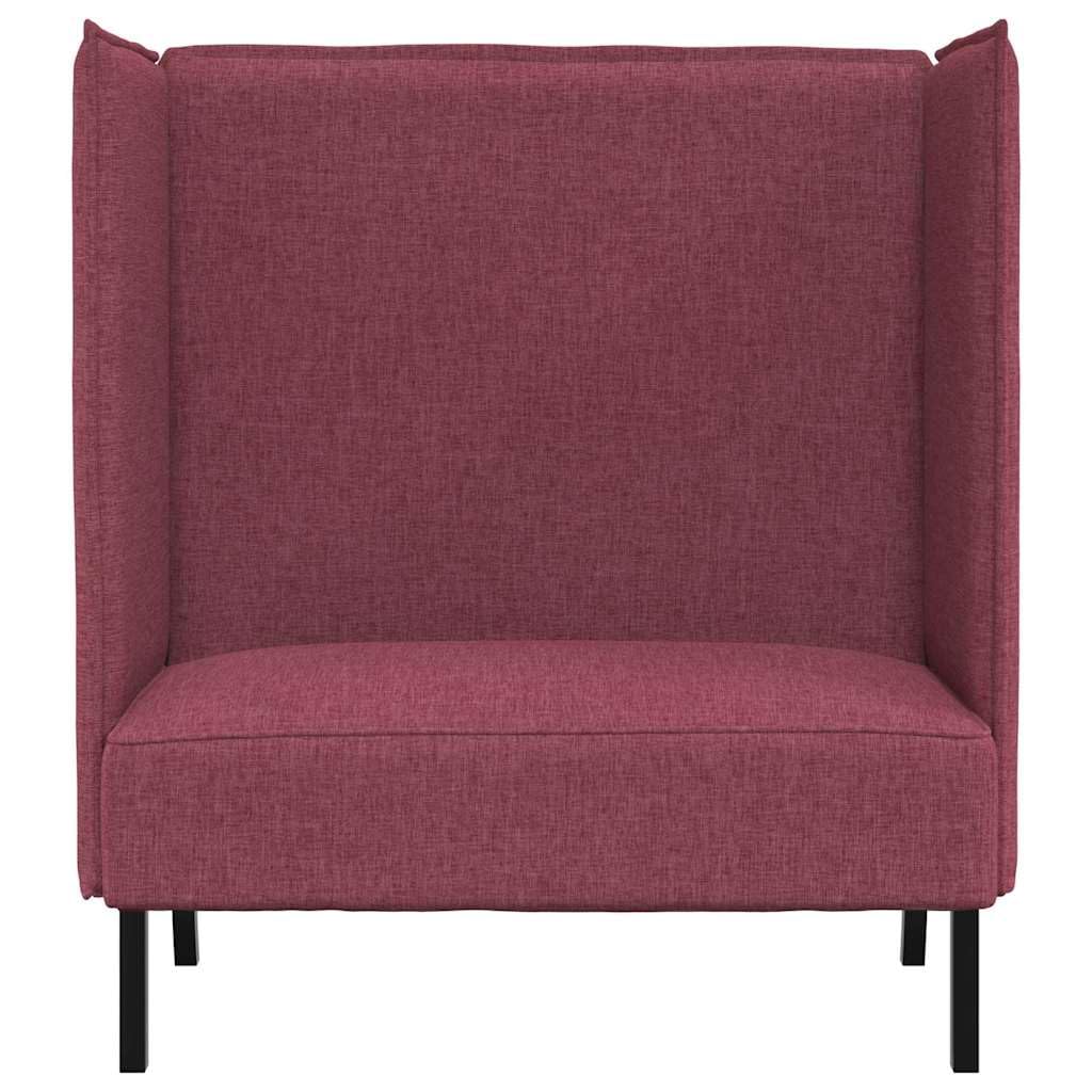 Hochlehns Sofa 2-Sitzer, Weinrot Akustiksofa mit Hoher Rückenlehne, Kompaktes Lounge Sofa für Büro, Lobby & Co-Working, Stoffbezug, 109x56x121cm