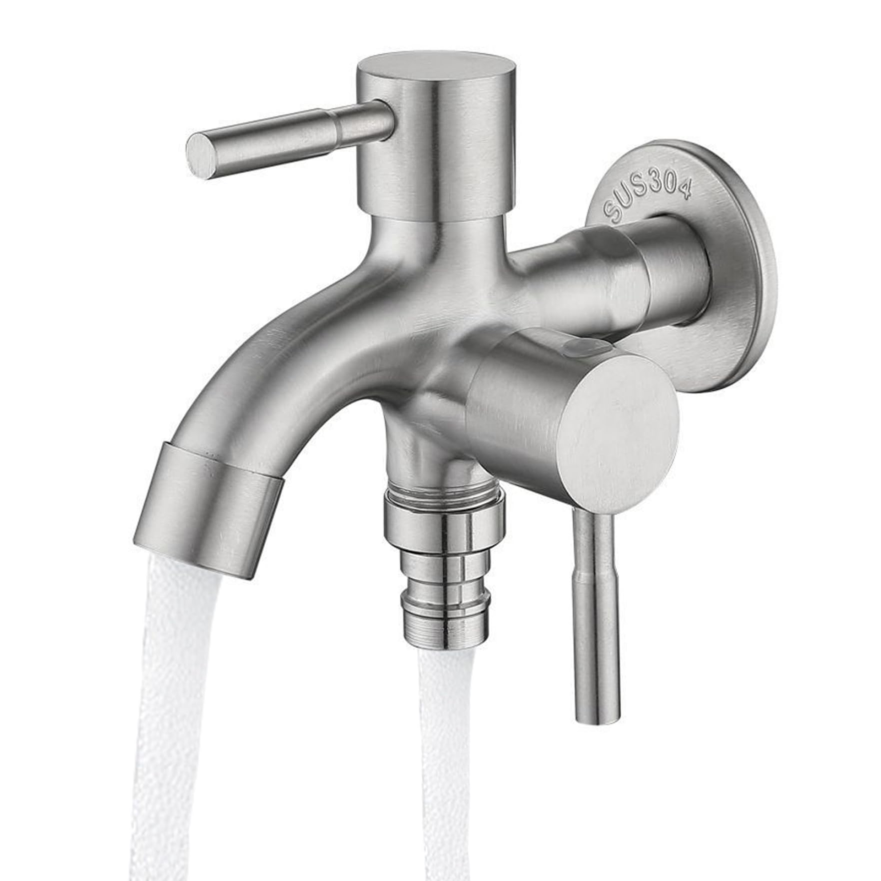 Rubinetto Da Giardino a Doppia Uscita Con Rubinetto Esterno Rubinetto Da Giardino Doppio Da 1/2 Pollice Rubinetto per Acqua in Acciaio Inossidabile Resistente Alla Ruggine per Giardino,Casa Industria