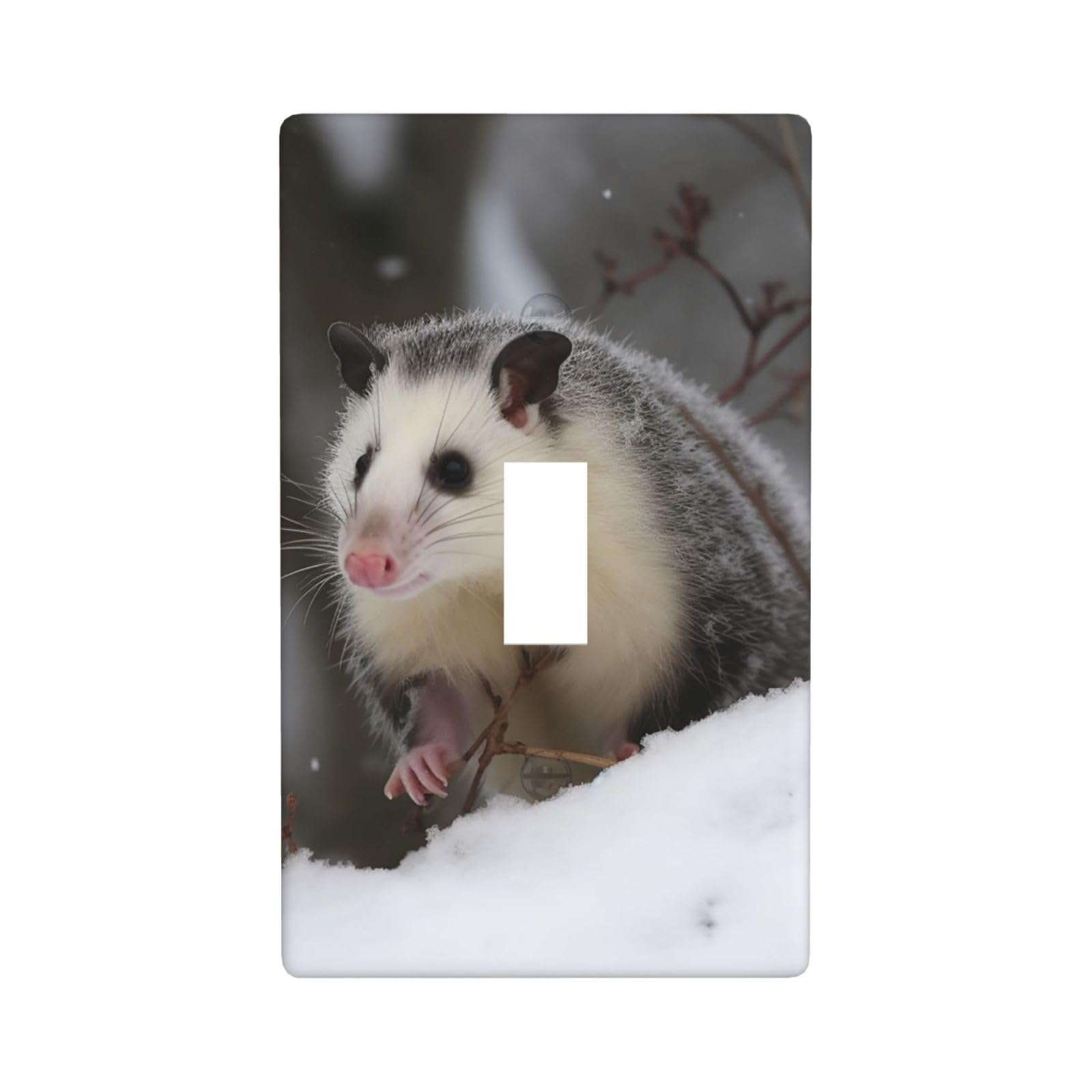 1-Gang Decorator Wall Plate Opossum In Snow Light Switch Cover Single Toggle Receptacle Outlet Wall Plate 4.5" x 2.8" Wallplate Unbreakable Polycarbonate Outlet Faceplates Covers
