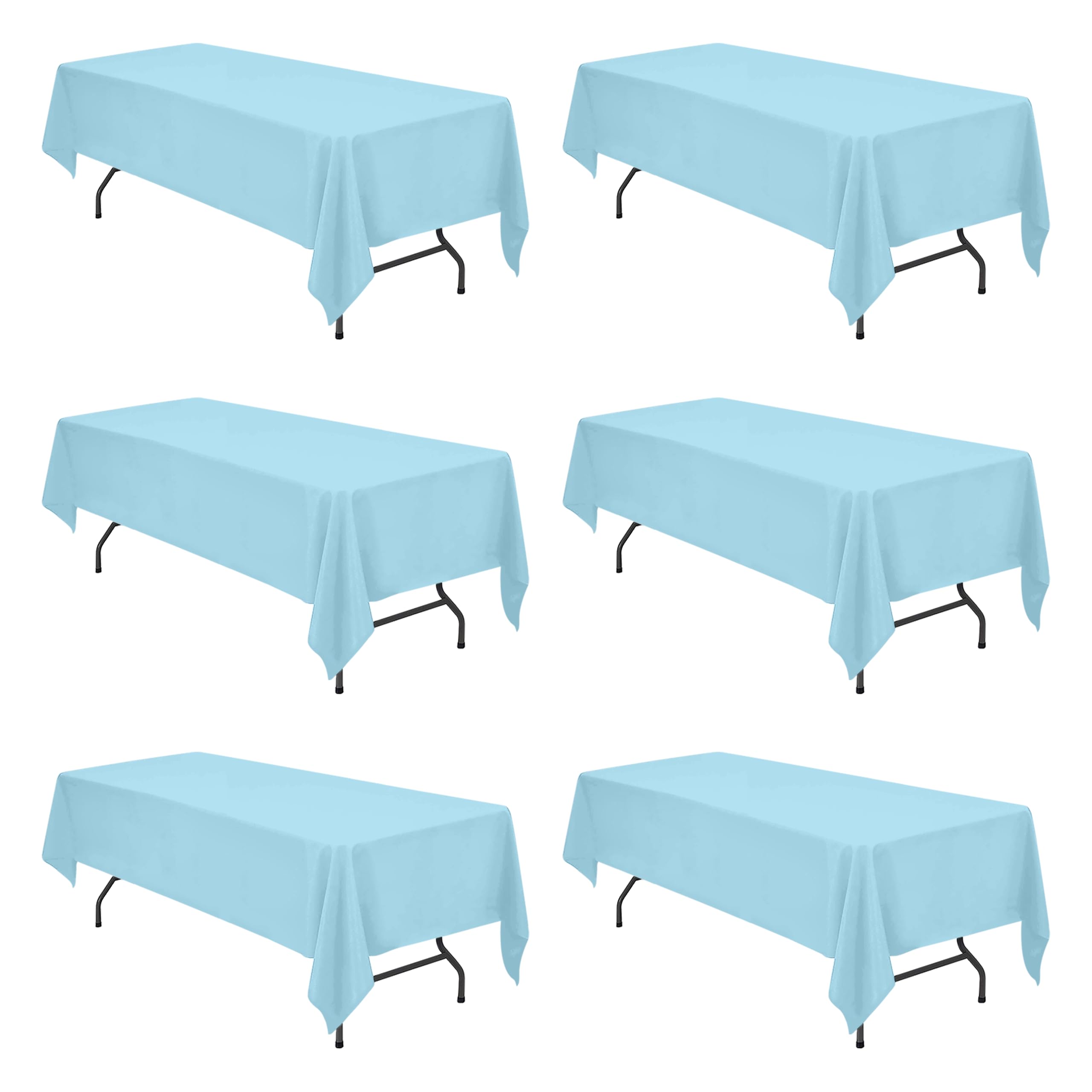 BRILLMAX 6 Pack Light Blue Tablecloths 60x126 Inch for 8ft Rectangle Tables